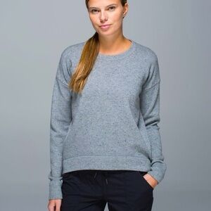 Lululemon Yogi Crew Gray Merino Wool Blend Textured Speckled Sweater, Sz 6
